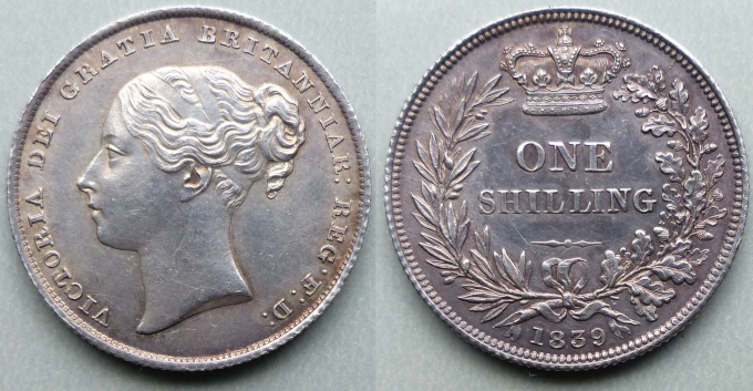 Queen Victoria 1839 shilling Queen Victoria 1839 shilling